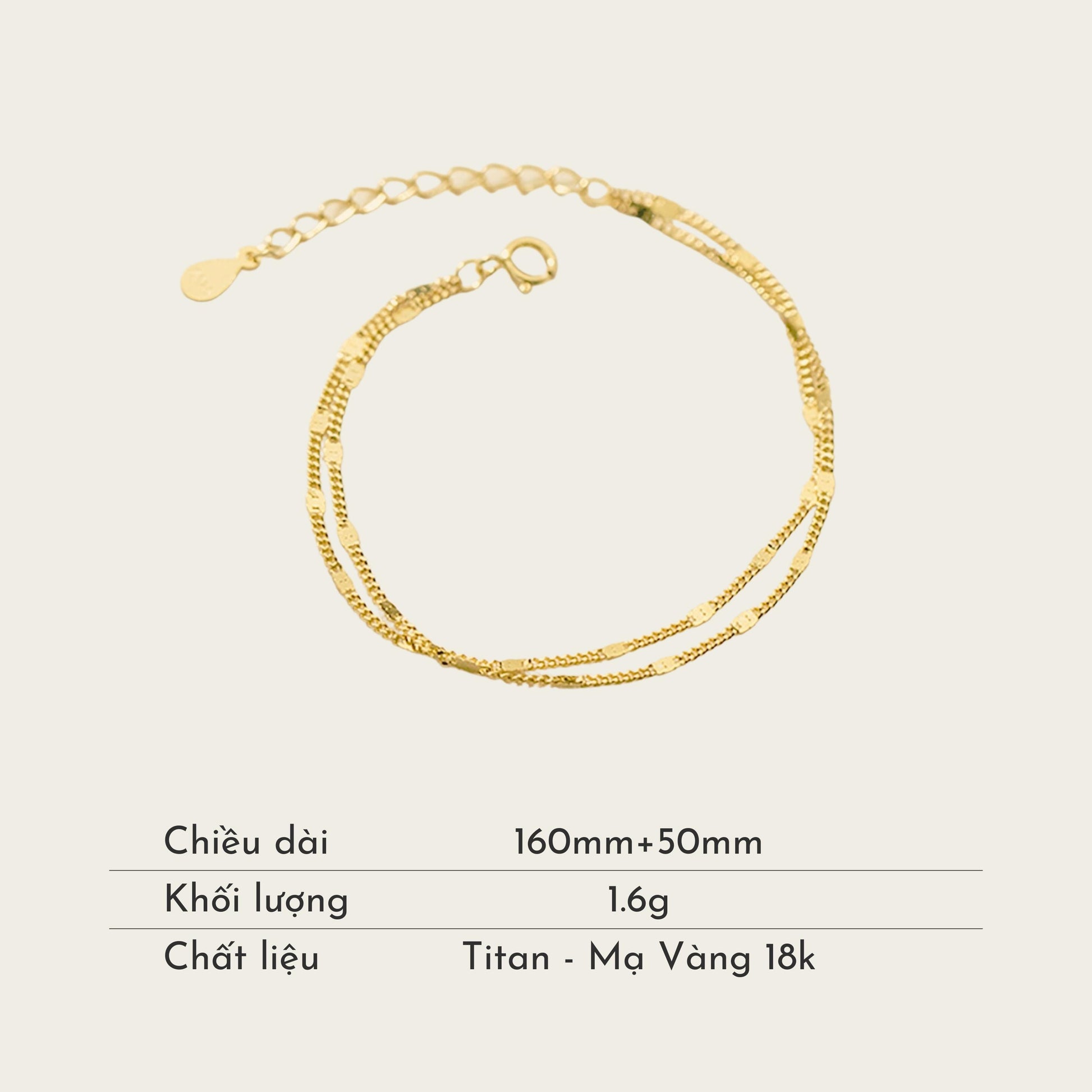 TT100047 Sajewell Titanium Steel 18K Gold Plated Double Layered Sparkle Flat Sequin Chain Bracelet