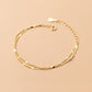 TT100047 Sajewell Titanium Steel 18K Gold Plated Double Layered Sparkle Flat Sequin Chain Bracelet