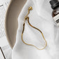 TT100049 Sajewell Titanium Steel 18K Gold Plated Unisex Herringbone Flat Snake Chain With Little Puff Heart Bracelet