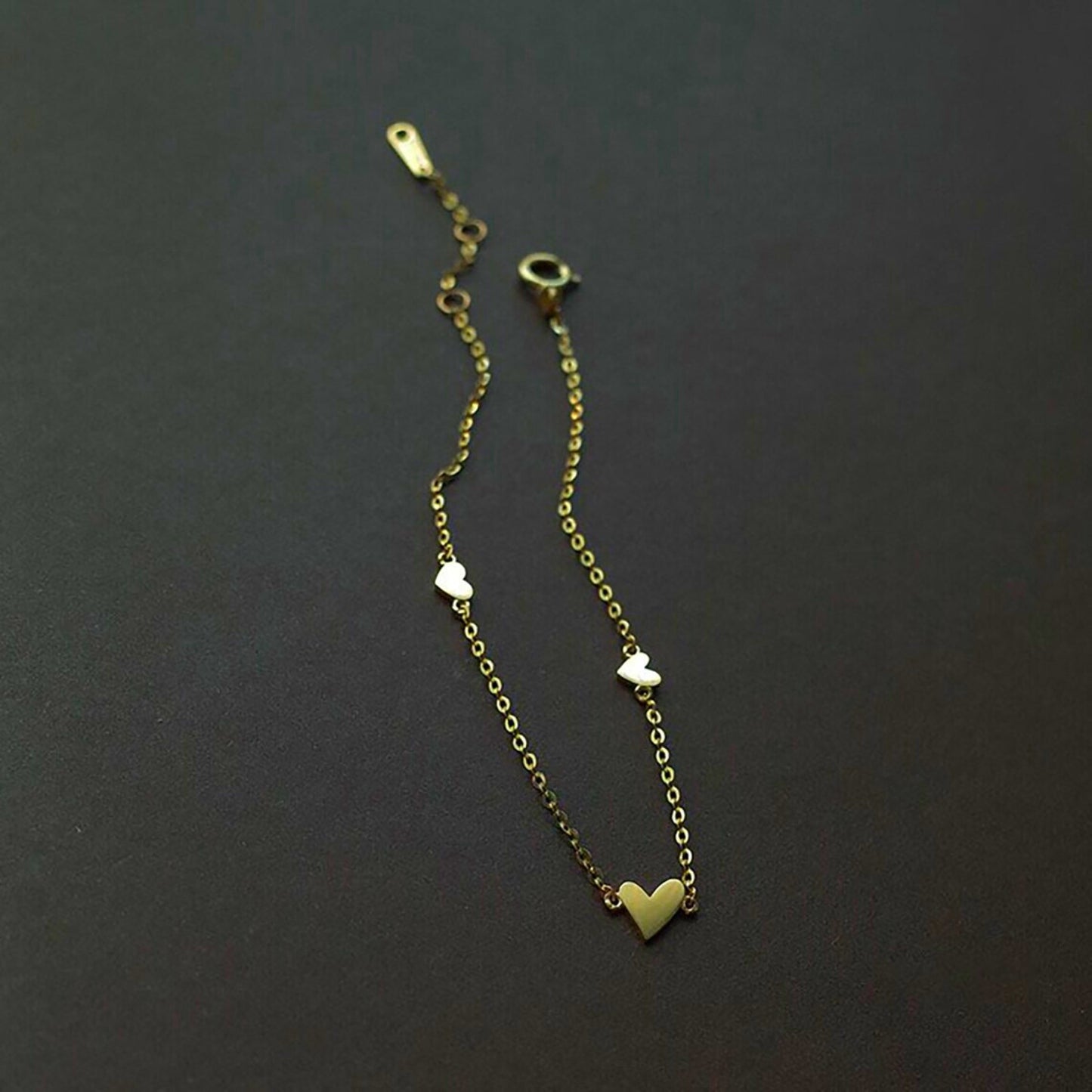 TT100050 Sajewell Titanium Steel 18K Gold Plated Minimalist Tiny Triple Heart Bracelet
