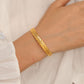 TT100054 Sajewell Titanium Steel 18K Gold Plated Adjustable Wheat Shaped Open Cuff Bangle Bracelet