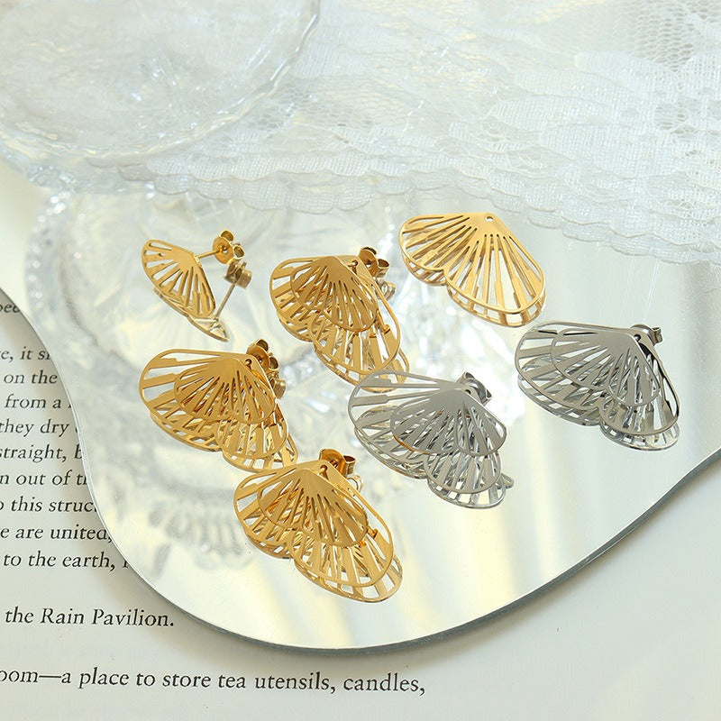 TT200071 Sajewell Titanium Steel 18K Gold Plated Hollow Butterfly Detachable Earrings