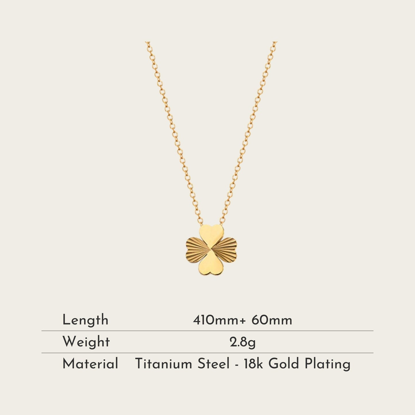TT300068 Sajewell Titanium Steel 18K Gold Plated Alternating Engraving Cloverleaf Necklace