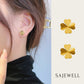 TT500031 Sajewell Titanium Steel 18K Gold Plated Alternating Engraving Cloverleaf Set (necklace and earrings) - G