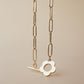 TT100041 Sajewell Titanium Steel Flower Paperclip Chain OT Buckle Bracelet