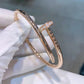 TT100001 Sajewell Titanium Steel 18K Gold Plated Unisex Nail Cuff Bangle with Zircon Stones Bracelet