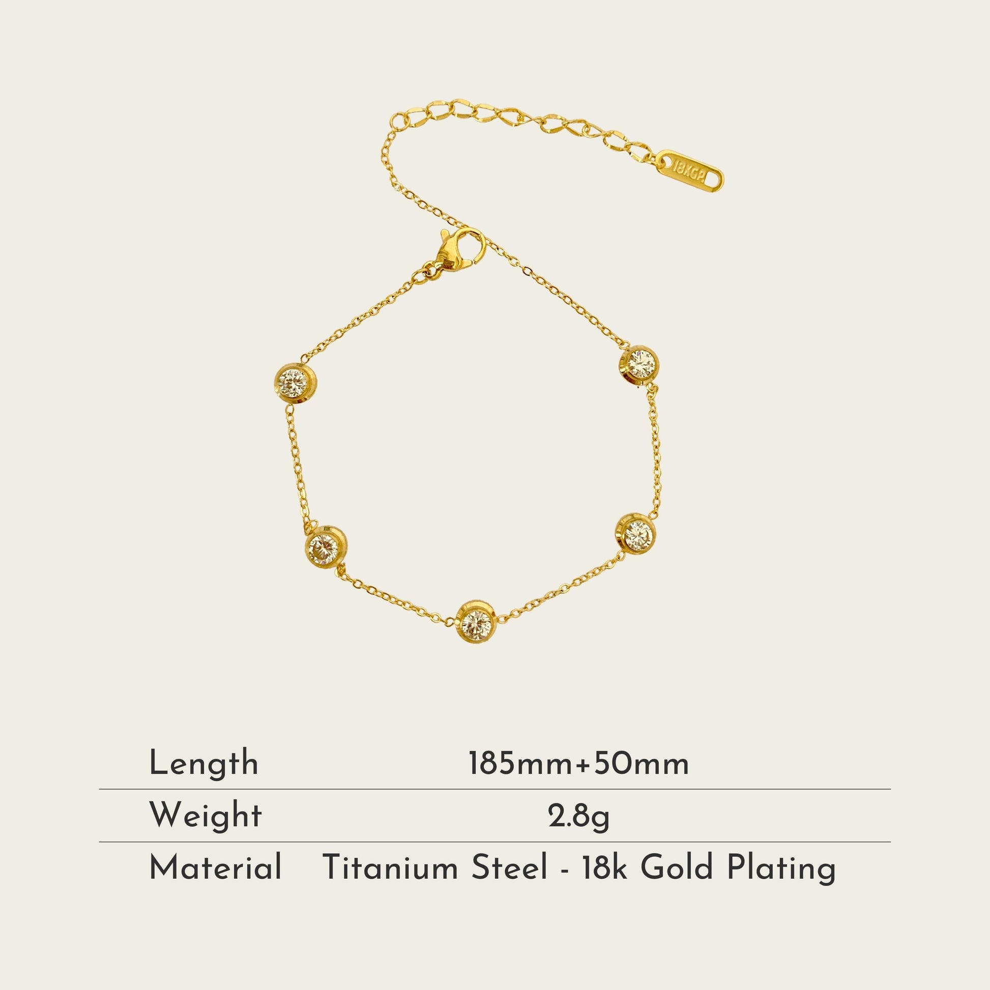 TT100032 Sajewell Titanium Steel 5 Little Zircon Stones Bracelet