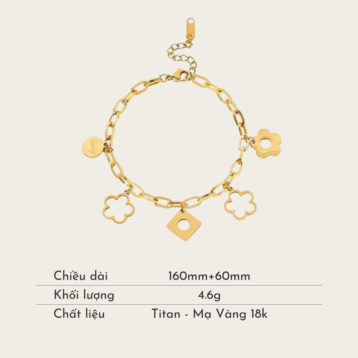 TT100032 Sajewell Titanium Steel Lucky Daisy Charm Chain Bracelet