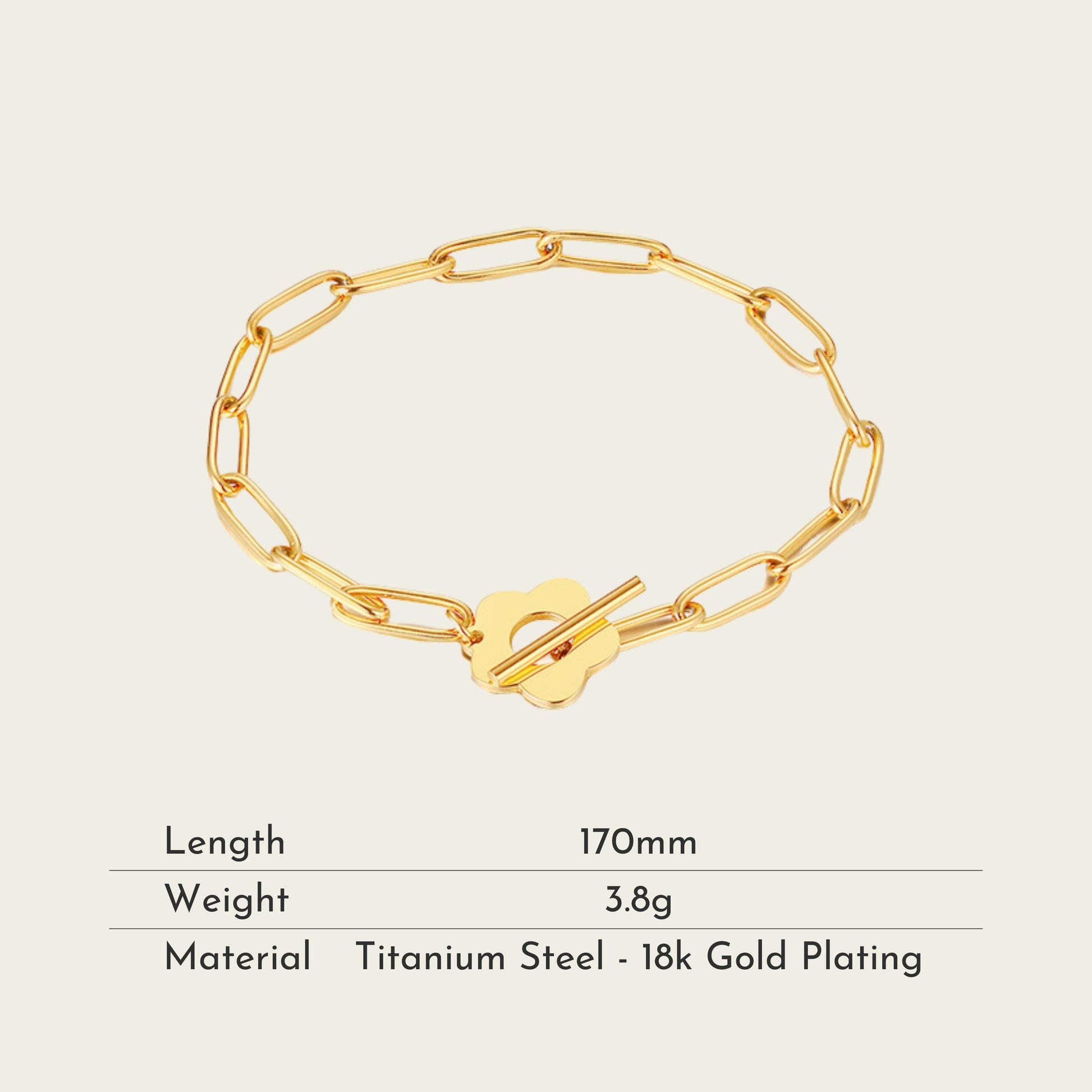 TT100041 Sajewell Titanium Steel Flower Paperclip Chain OT Buckle Bracelet