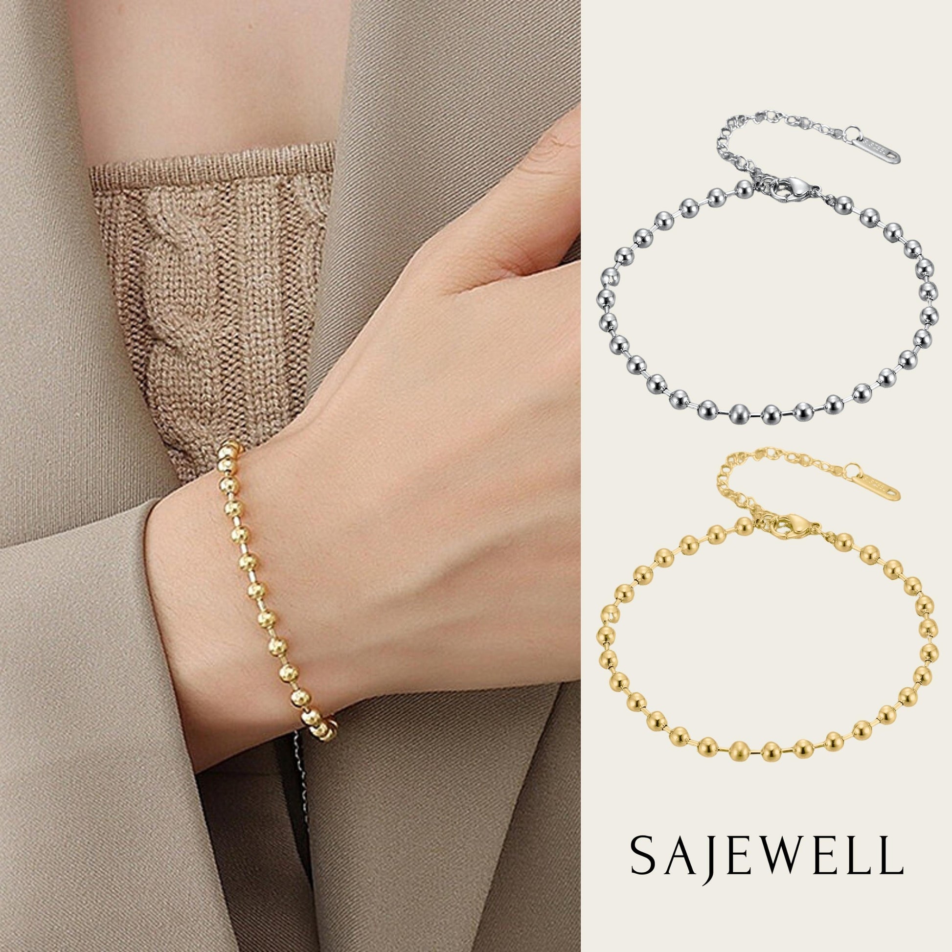 Jewellery - Bracelets - Link Bracelets - Samuel B Collection Sterling  Silver & 18K Yellow Gold Bead & Chain Bracelet - Online Shopping for  Canadians