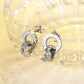 TT200011 Sajewell Titanium Steel Zircon Interlocking Roman Numeral Stud Earrings