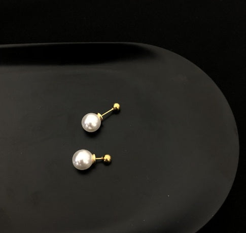 TT200038 Sajewell Titanium Steel Splittable Pearl Double-sided Ball Earrings