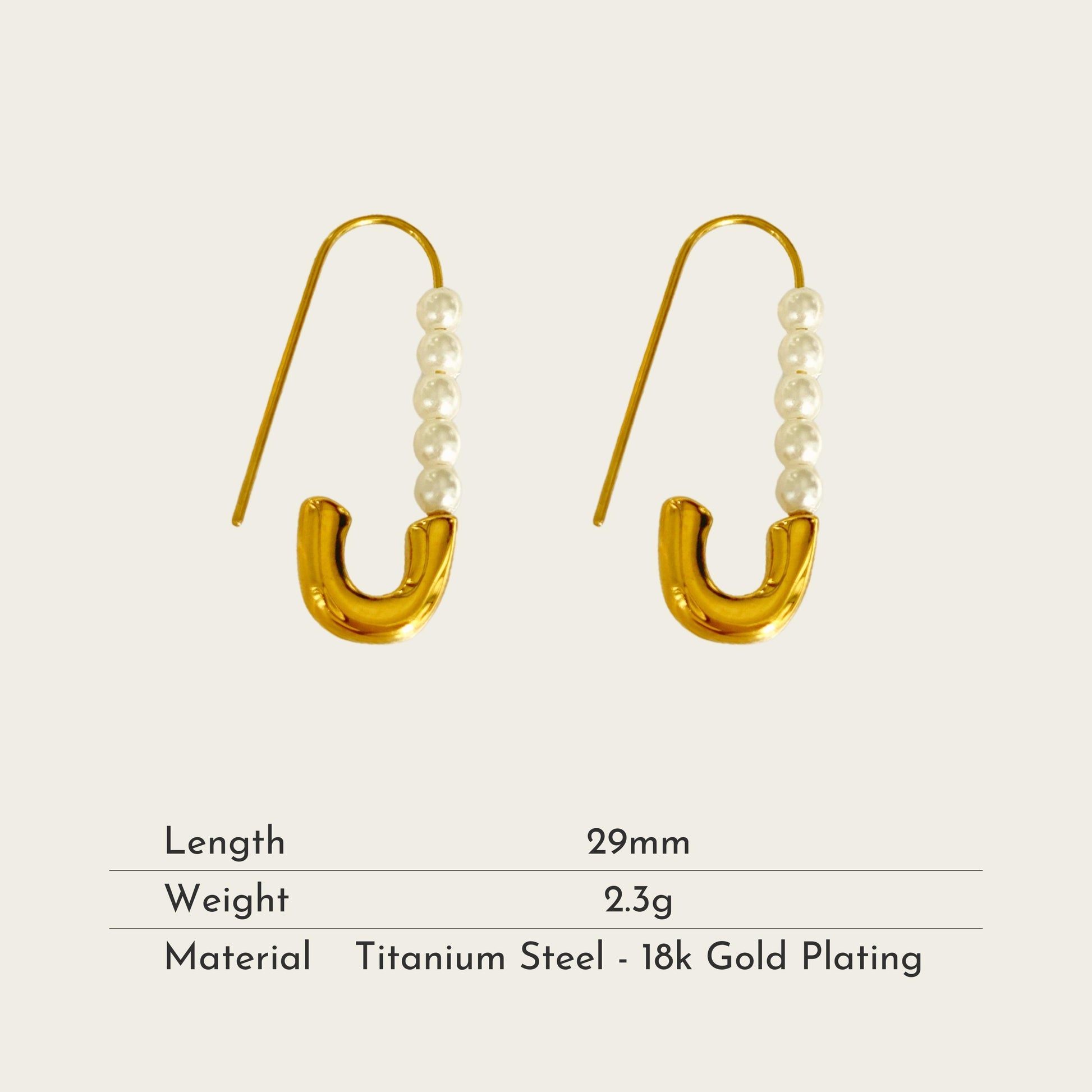 TT200040 Sajewell Titanium Steel Mini Pearl Safety Pin Earrings