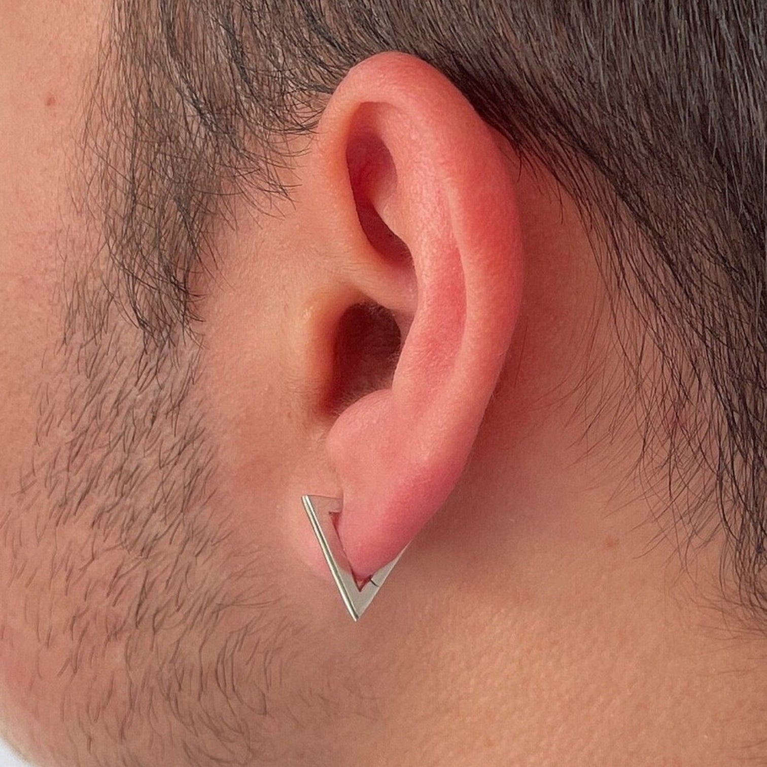 TT200041 Sajewell Titanium Steel Triangle Hoop Huggie Ear Studs Earrings