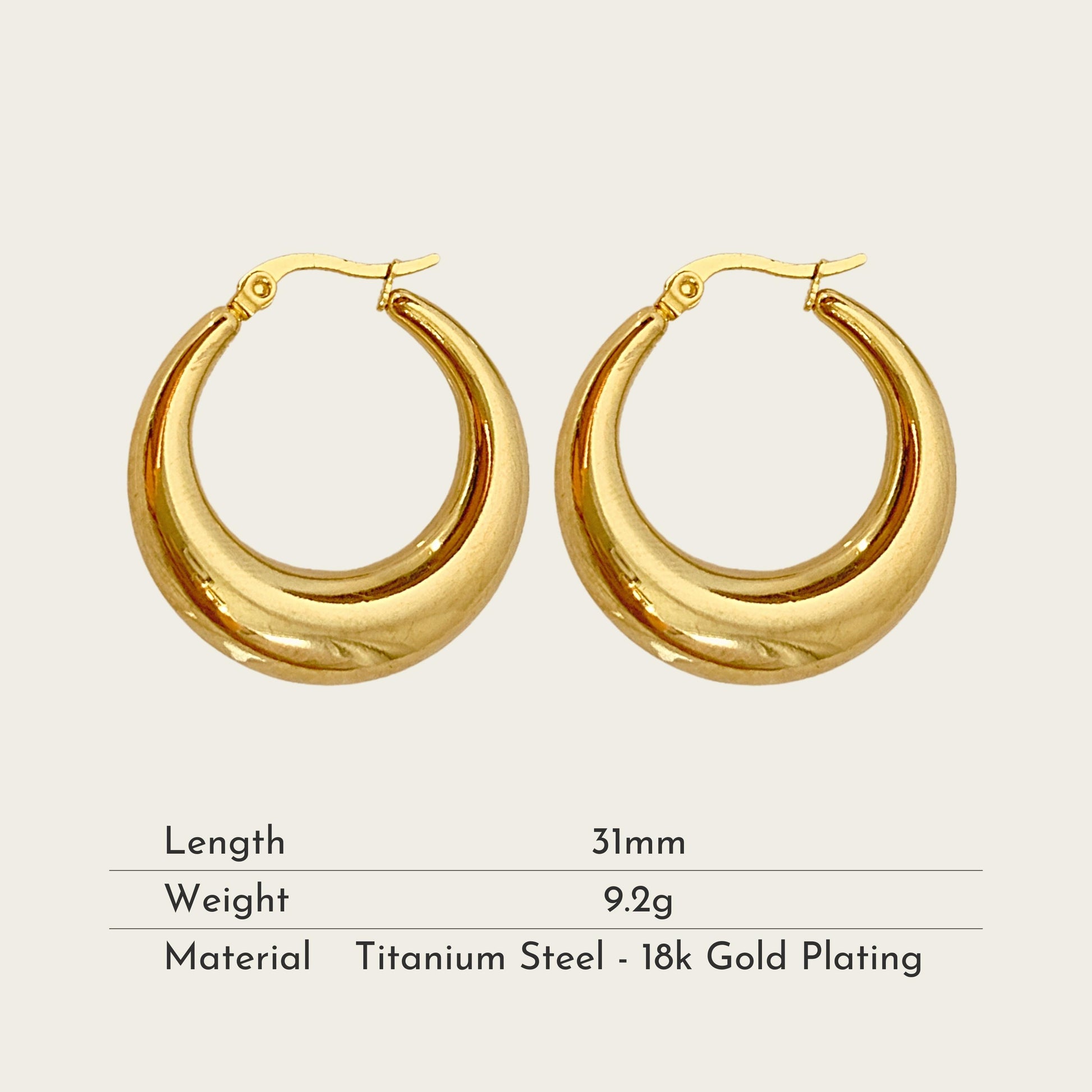 TT200048 Sajewell Titanium Steel Minimalist Crescent Shaped Hollow Hoop Earrings