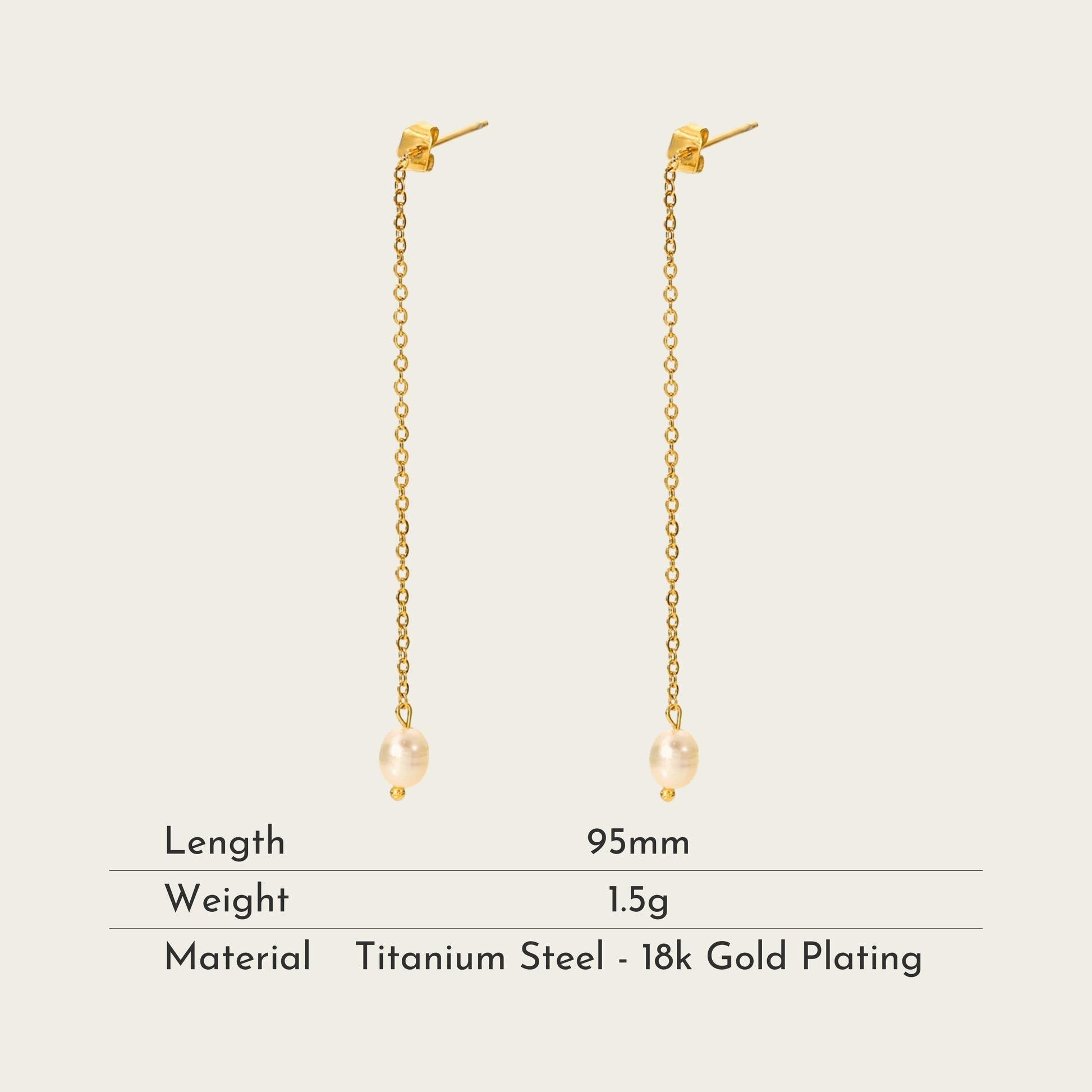 TT200049 Sajewell Titanium Steel Freshwater Pearl & Bar Drop Threader Earrings
