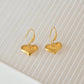 TT200055 Sajewell Titanium Steel 18K Gold Plated Puffy Heart Dangle Earrings