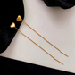 TT200056 Sajewell Titanium Steel 18K Gold Plated Heart & Bar Drop Threader Earrings