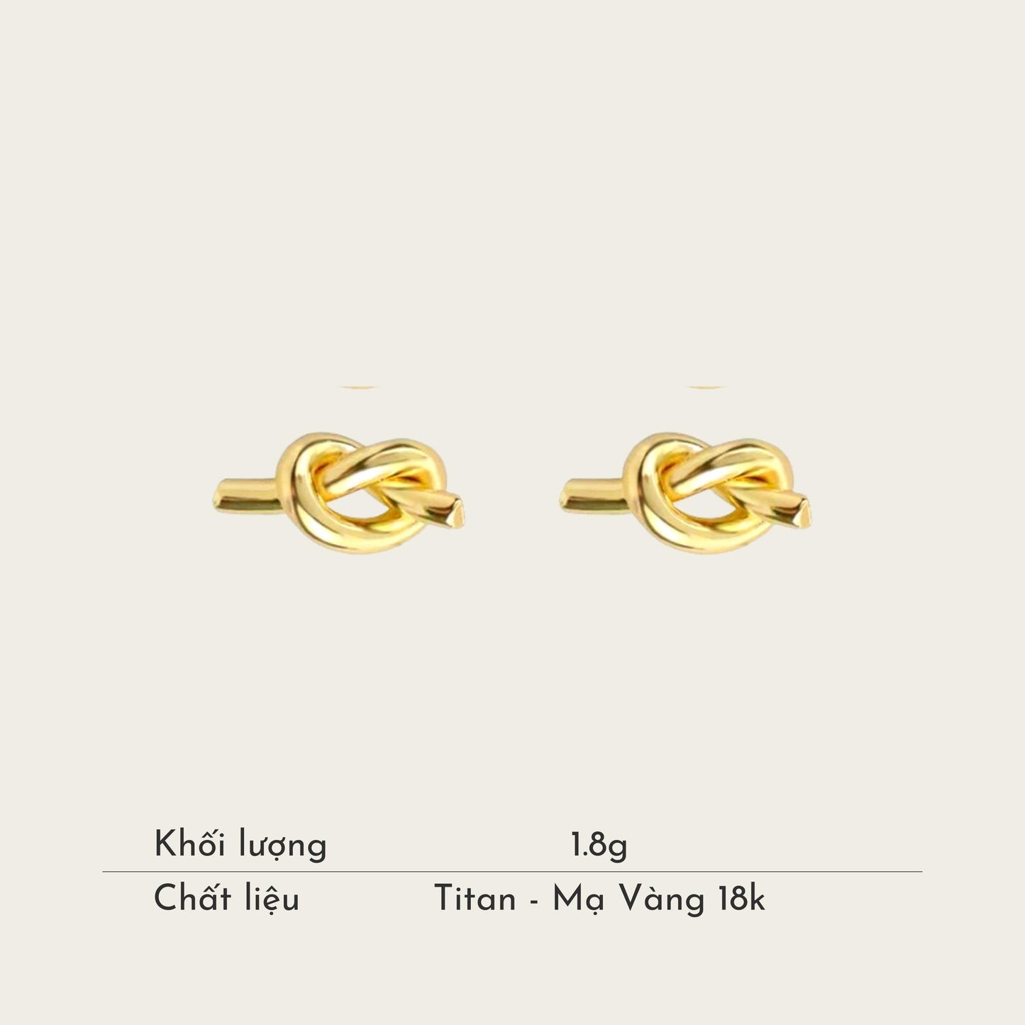 TT200057 Sajewell Titanium Steel 18K Gold Plated Minimalist Knot Stud Earrings