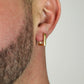 TT200062 Sajewell Titanium Steel 18K Gold Plated Unisex Rectangle Hoop Huggie Ear Studs Earrings