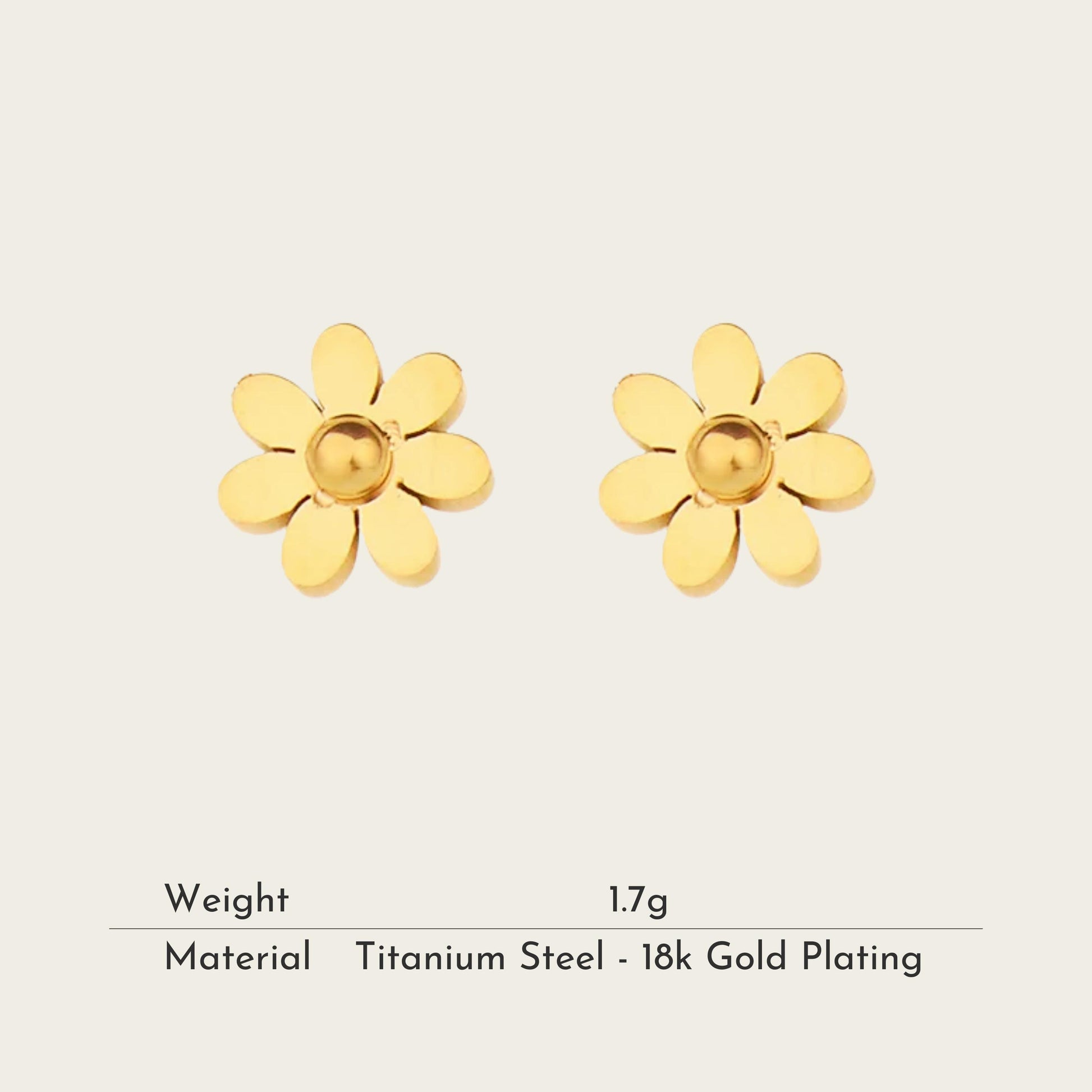 TT200063 Sajewell Titanium Steel 18K Gold Plated Mini Daisy Flower Stud Earrings