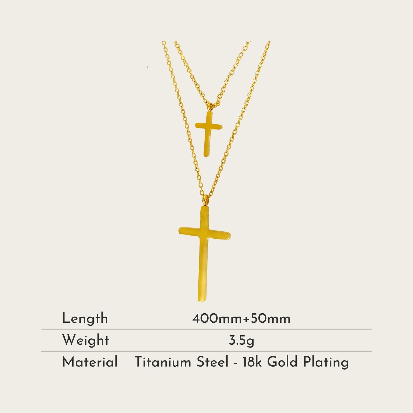 TT300018 Sajewell Titanium Steel Double Layer Cross Necklace