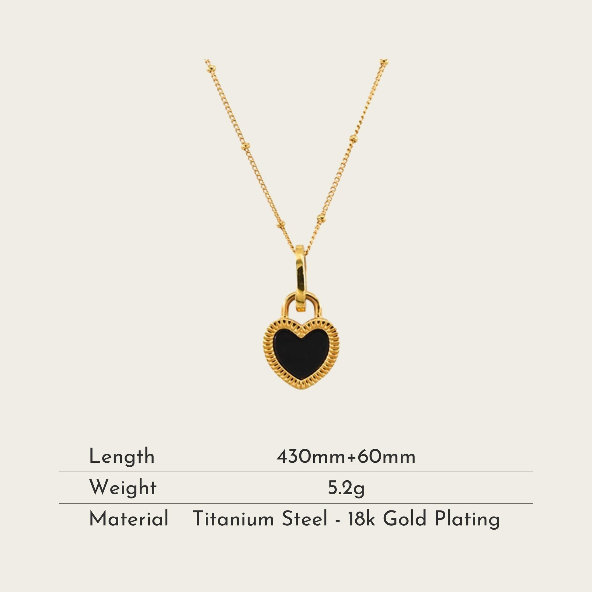 TT300044 Sajewell Titanium Steel Double Sided Black and White Heart Necklace