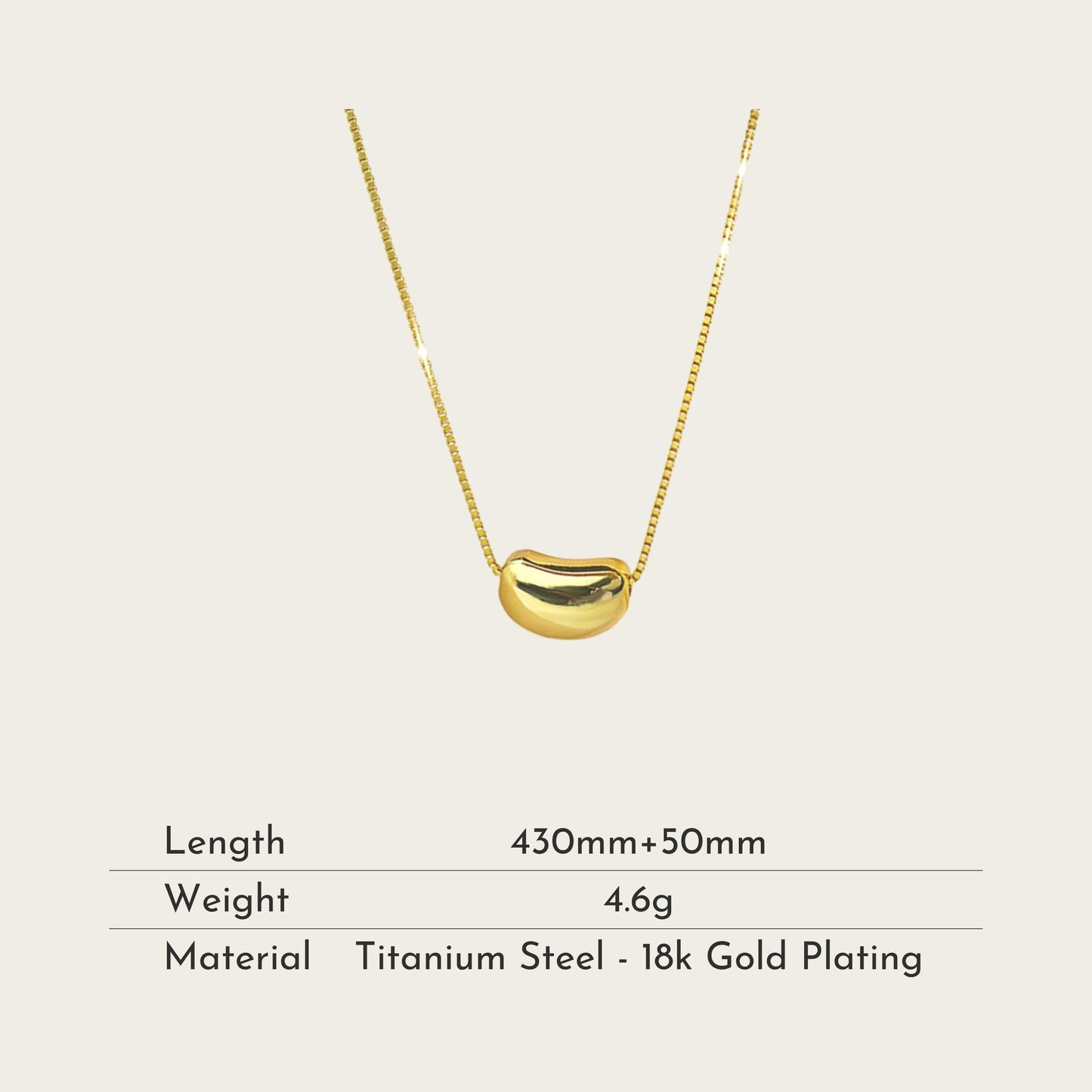 TT300049 Sajewell Titanium Steel Pea Bead Pendant Necklace
