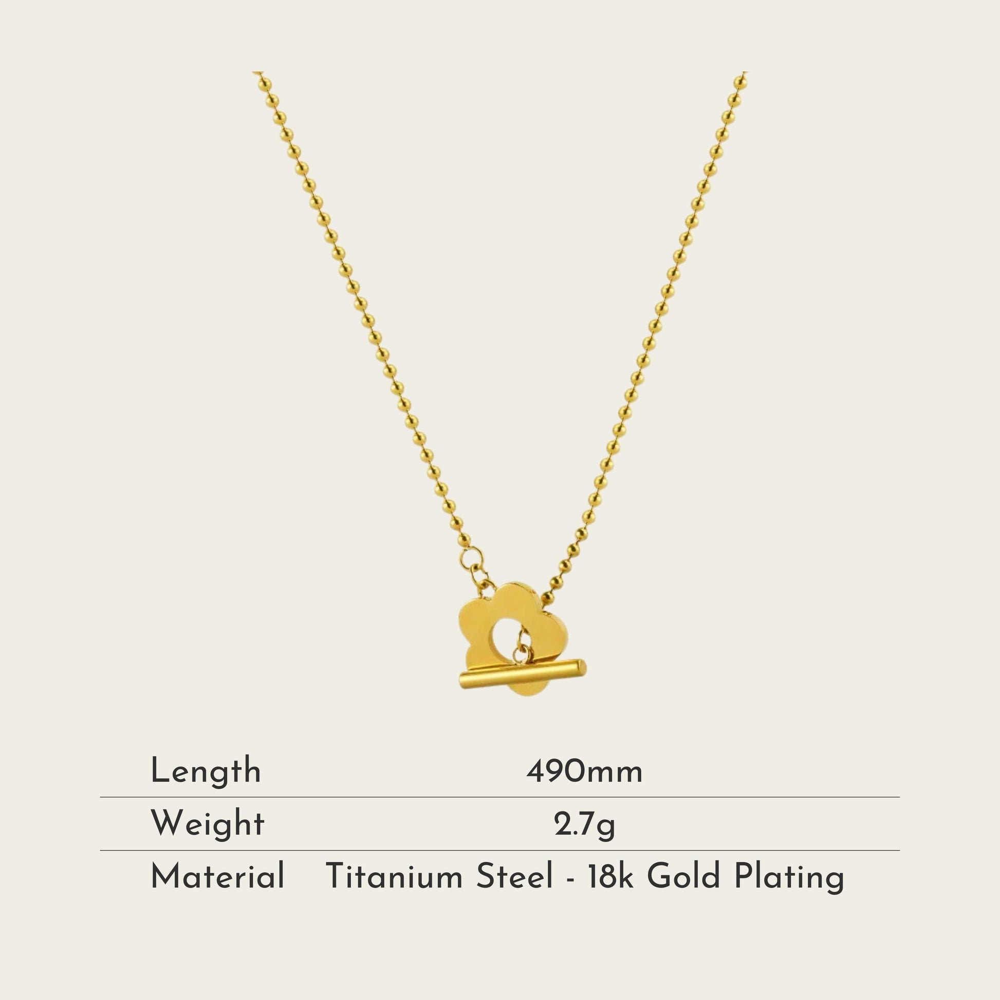 TT300055 Sajewell Titanium Steel Flower Pendant OT Buckle Mori Beads Necklace