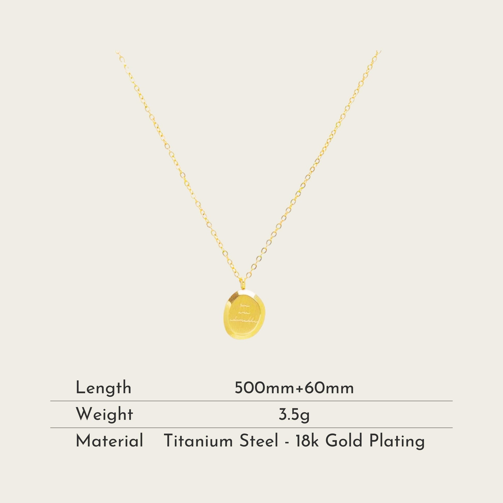 TT300056 Sajewell Titanium Steel 18K Gold Plated You Are Adorable Engraved Pendant Necklace