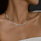 TT300057 Sajewell Titanium Steel 18K Gold Plated Unisex Flat Layering Herringbone Choker 3mm Snake Chain Necklace